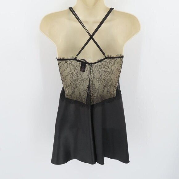 Victorias Secret Extra Small XS Black Sheer Lace Strappy Nightgown Sleep Shirt - Picture 4 of 11